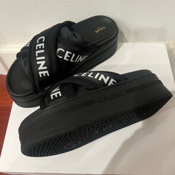 ✨ NIB CELINE Platform Logo Block Slide Sandals - Picture 1 of 6